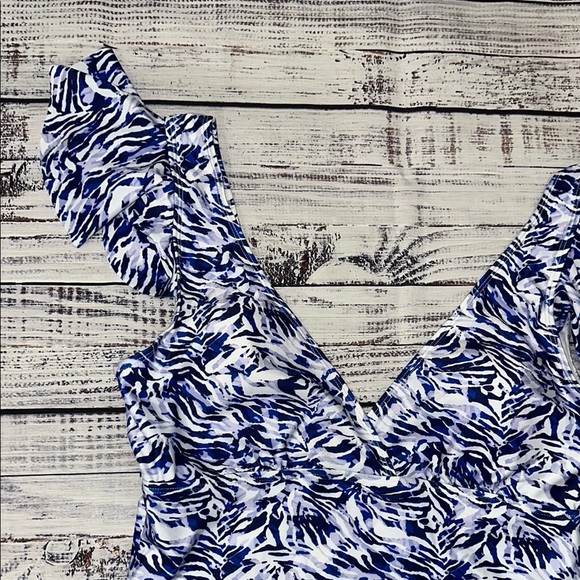 Rik Wil Blue and White One Piece‎ Swimsuit Sz. 1XL - Picture 4 of 12